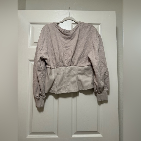 Anthropologie Women’s Pilcro Faux Leather Corset Sweater - Picture 9 of 15